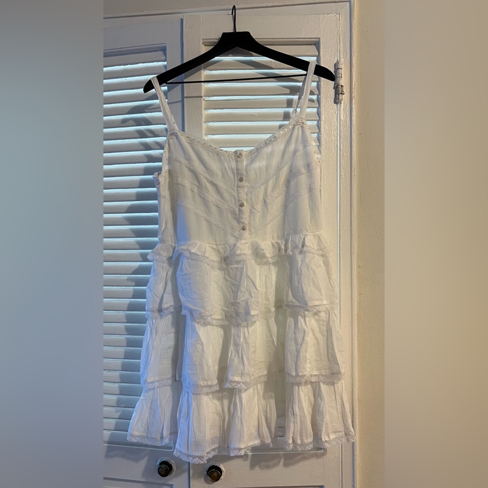 NWT American Eagle Outfitters White Mini Dress with Lace Trim